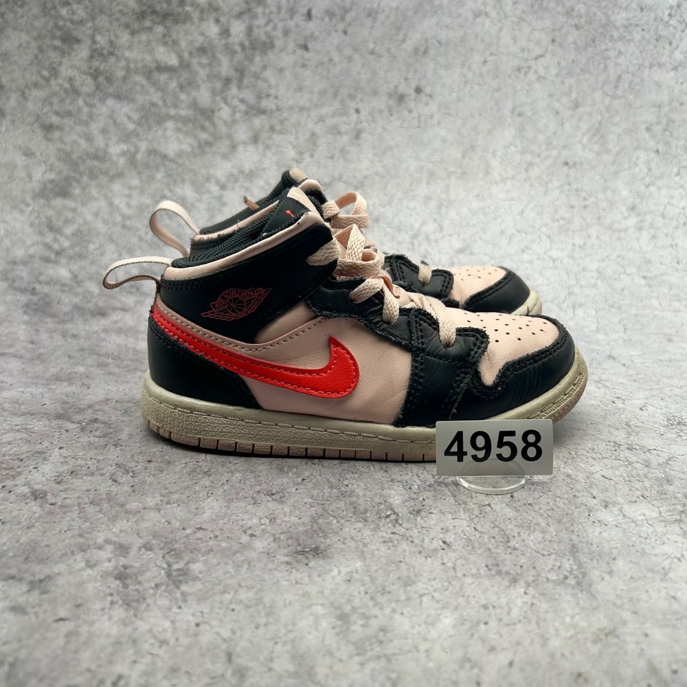 Nike Air Jordan 1 Mid TD Toddler Size 9C Pink Black Crimson 640735-604 Sneakers